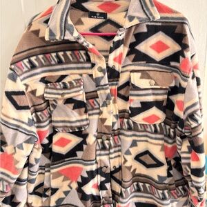 Rae Mode Women's Geometric Pattern Teddy Jacket